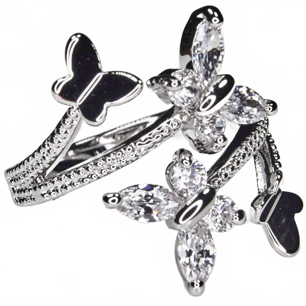 NEW FAIRE butterfly rhodium plated ring in silver